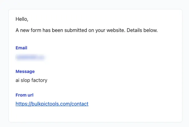 Screenshot of the "AI Slop Factory" email